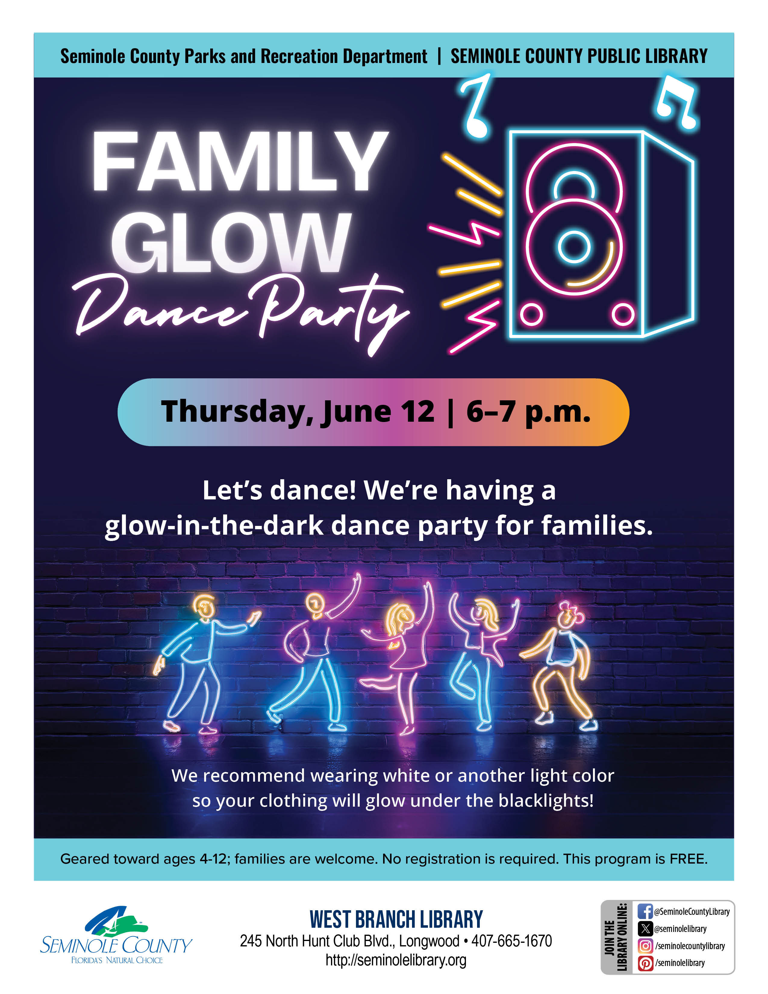 43-Library-2025-Family-Glow-Dance-Party-Flyer